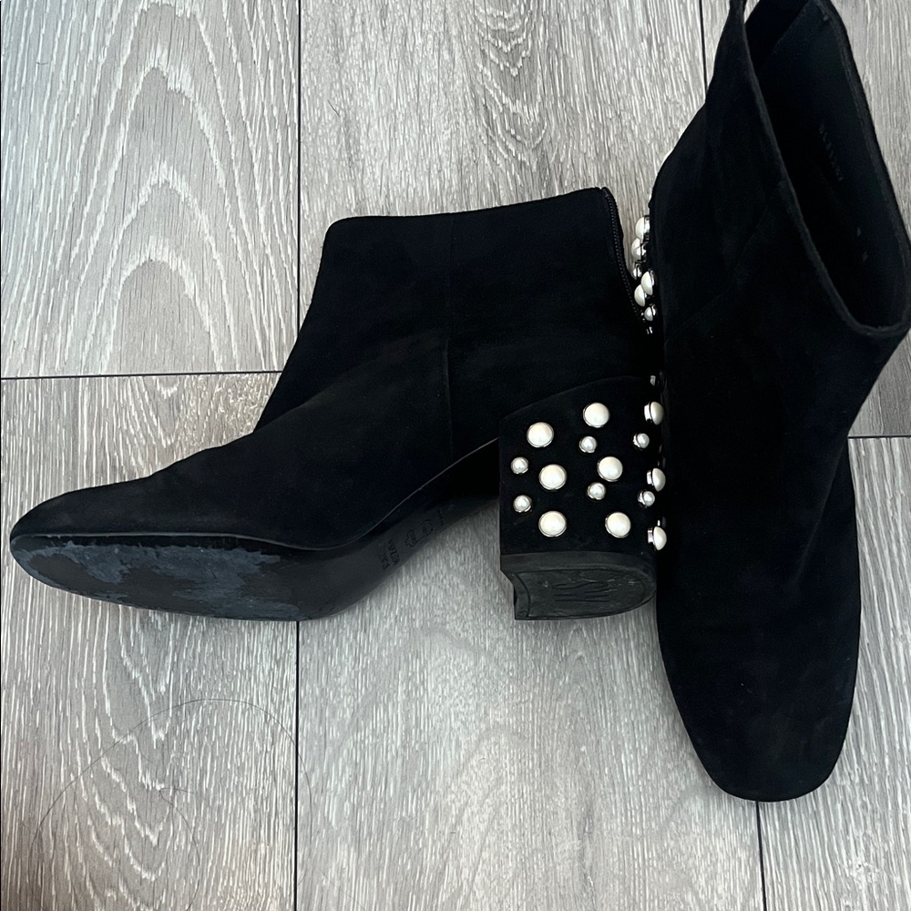 Stuart Weitzman Suede Pearl-Embellished Women's Ankle Boots